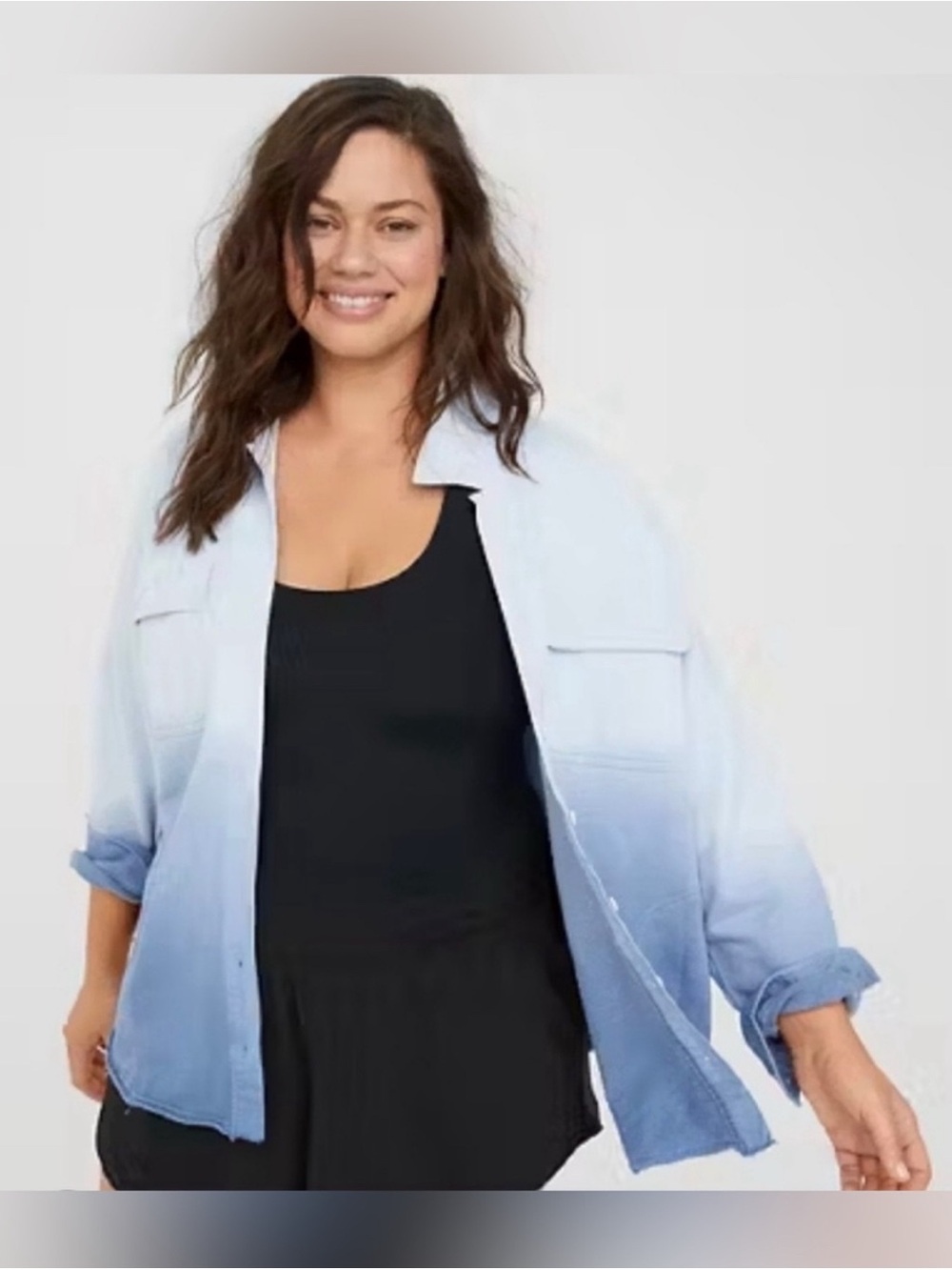 aerie OFFLINE Light Blue Ombre Shirt Jacket